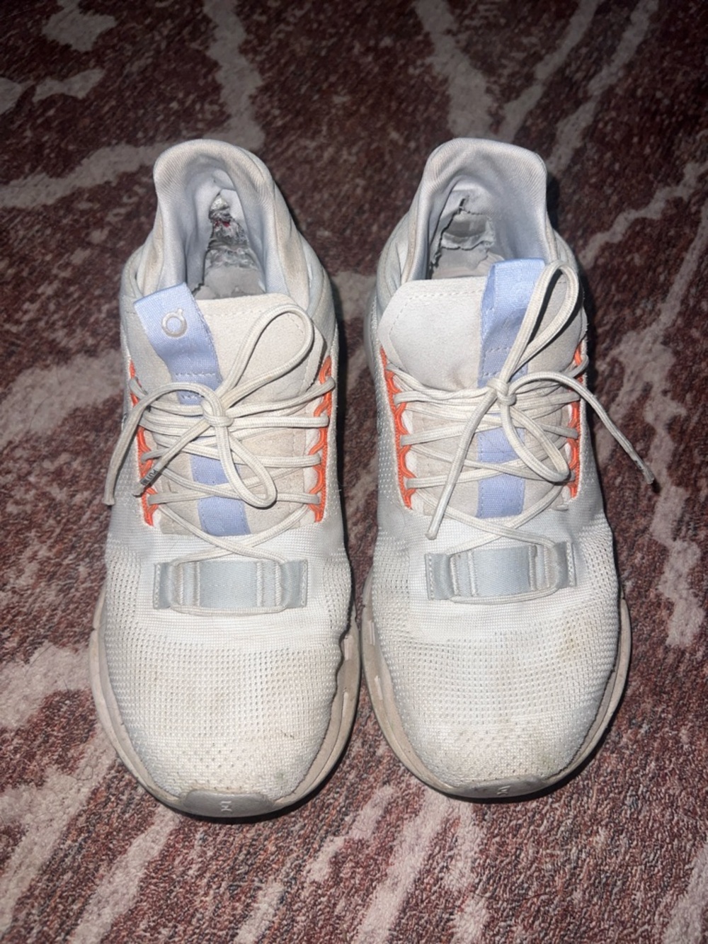 Women’s On Cloud Cloudnova Athletic Sneakers in White with Orange Accents